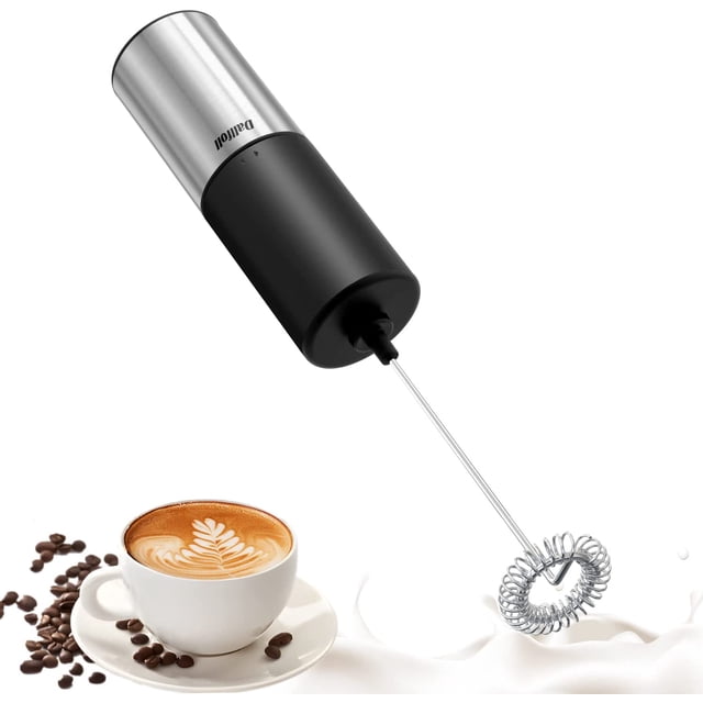 Espumador de leche eléctrico, batidor de espumador eléctrico de mano, mezclador de acero inoxidable para capuchino, café a prueba de balas, café con leche, Frappe, Matcha TUNC Sencillez