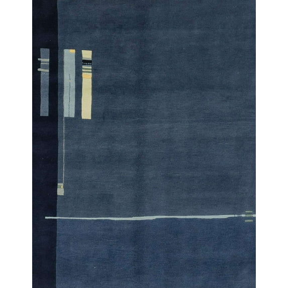Ahgly Company Indoor Rectangle Abstract Deep-Sea Blue Abstract Area Rugs, 8' x 10'