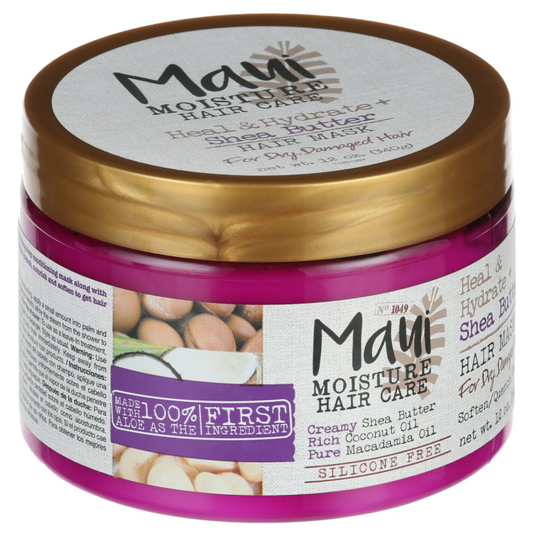 Maui Moisture & Hydrate + Shea Butter Hair Mask & Leave-In Conditioner Treatment to Deeply Nourish Curls & Help Repair Split Ends, Vegan, Silicone-, Paraben- & Sulfate-Free, 12 oz - Walmart.com