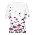 thumbnail image 4 of LYXSSBYX Linen Shirts for Women Women's Casual Round Neck Casual Button Printed Short Sleeve Blouse Short Sleeve Round Neck Blouse/Shirt, 4 of 5