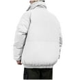 thumbnail image 4 of dzxyzu Puffer Jacket for Men Fashion Solid Color Zipper Pocket High Neck Drawstring Winter Warm Outwear Tops Long Sleeve Thick Hoodless Casual Cotton-Padded Jacket Coat Tops 2024 Winter Saving, 4 of 7