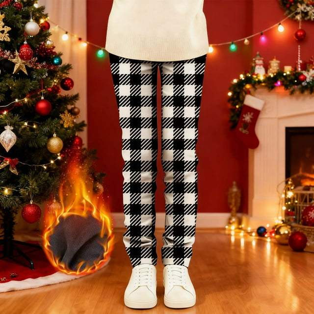 Pantalones largos Leggings navideños con forro polar para niñas Leggings para niñas Pantalones largos para niñas Pantalones para niñas