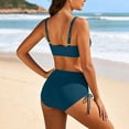 thumbnail image 5 of Women's Twist Front High Waisted Bikini Swimsuit Drawstring Tie Side Bottom Two Piece Bathing Suit Blue, 5 of 7