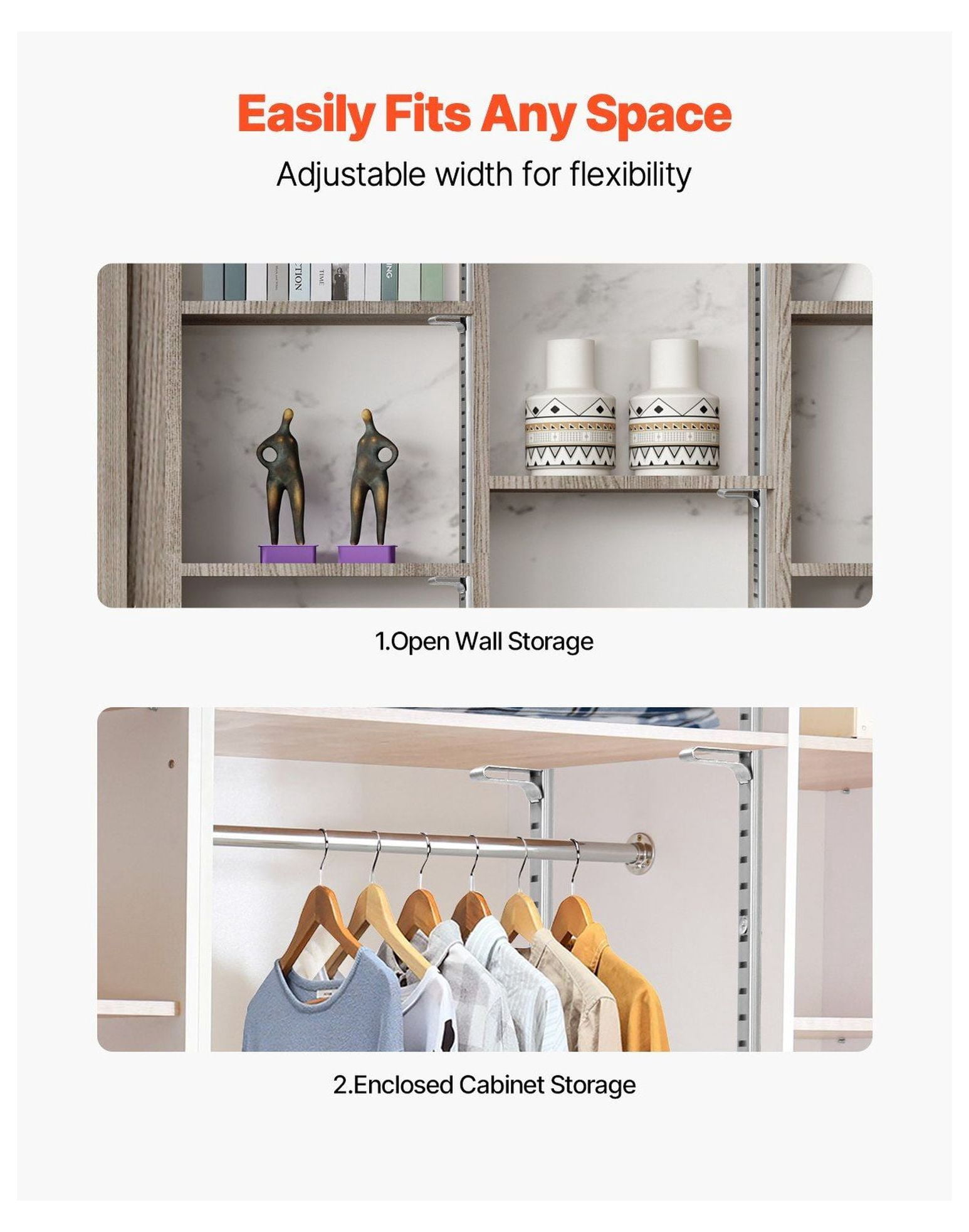 Shelf Pilaster 36.3 Inch 6 Pack, Adjustable Shelf Brackets Steel Mortise Mount, Heavy Duty Wall Shelving System for Closet, Cabinet Organization