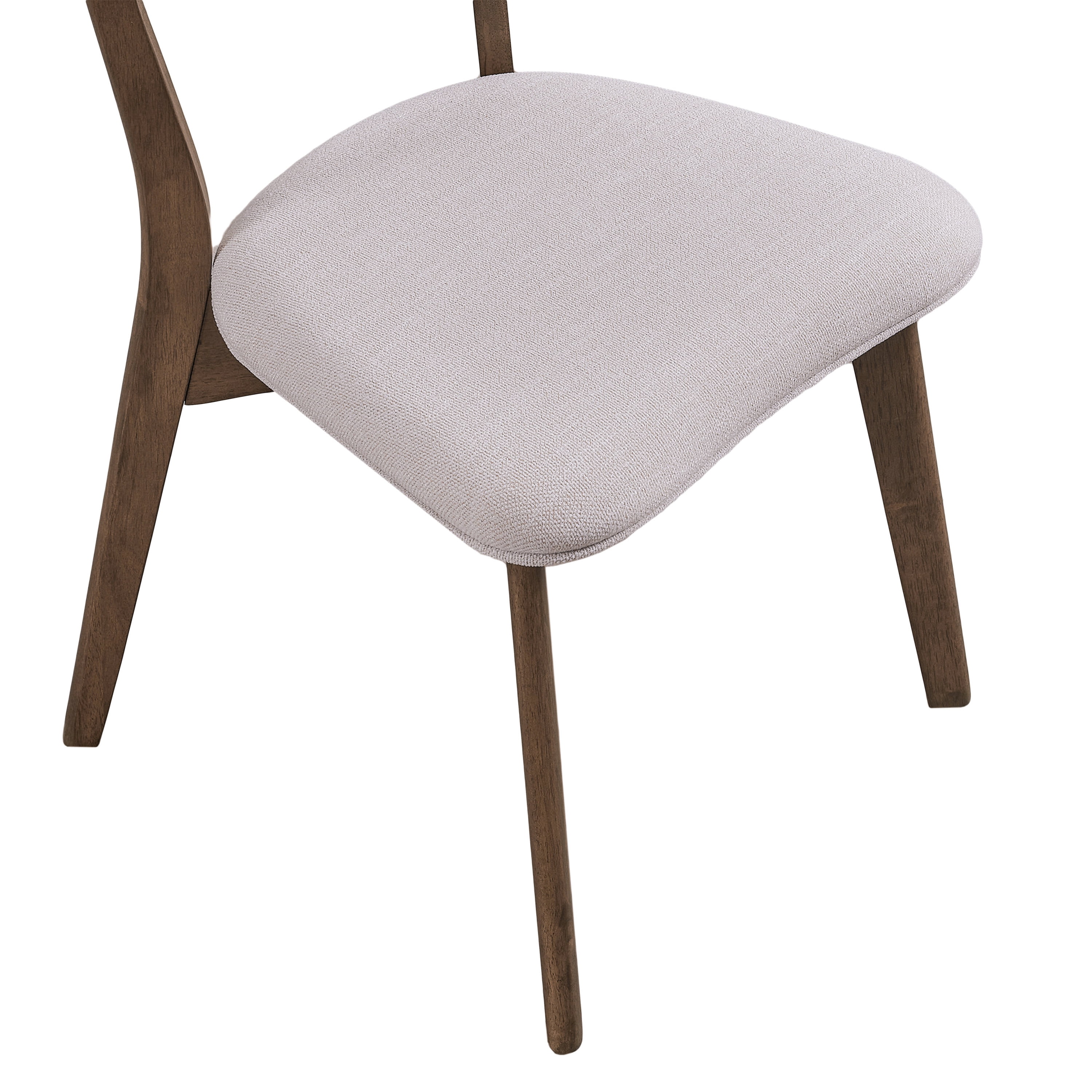 Noble House Sadie Indoor Mid-Century Fabric Dining Chairs, Set of 2, Beige, Walnut