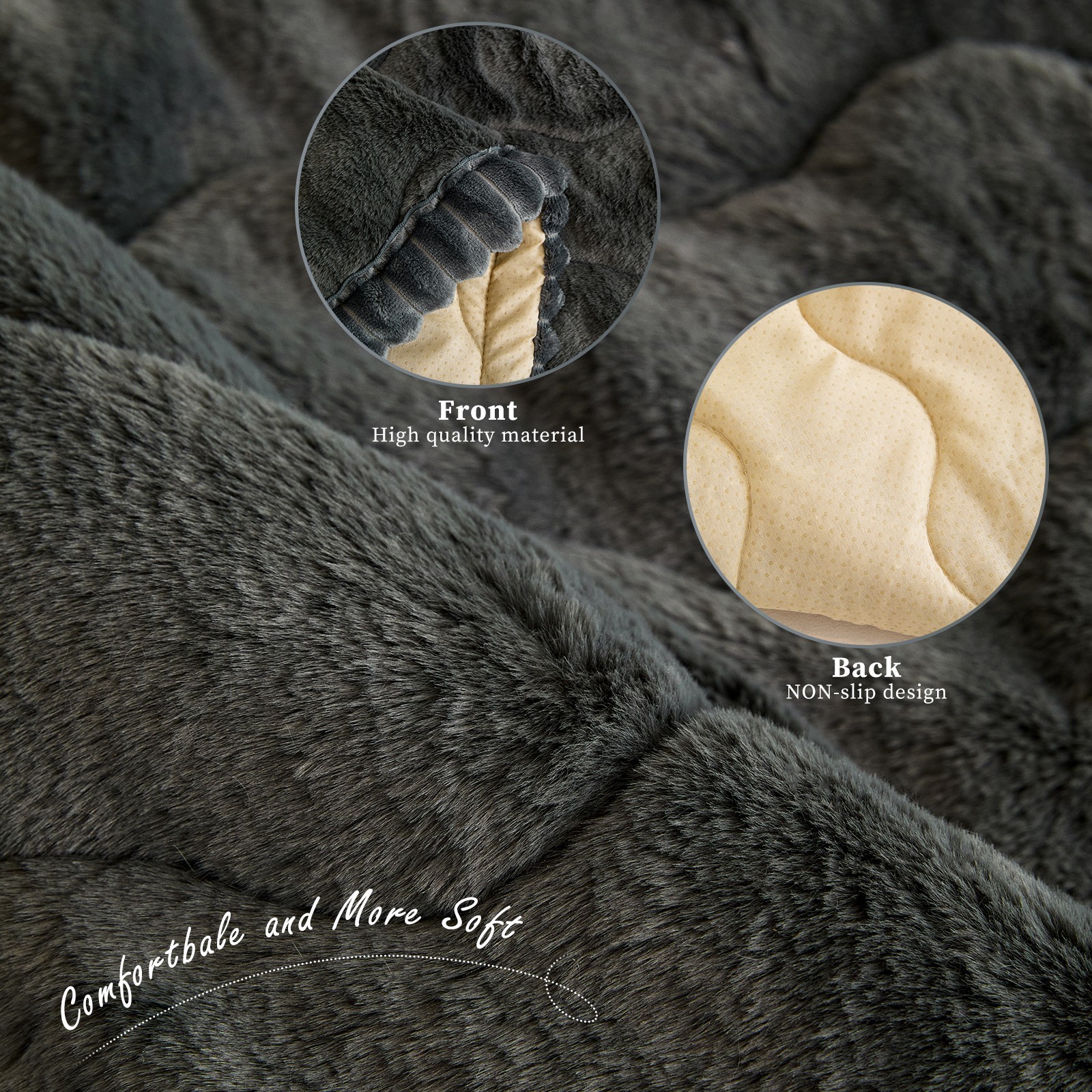 CJC Sofa Cover Fuzzy Couch Cover for Pets Dog Cat Washable Non-Slip Sofa Slipcover Cushion Protector Pets Friendly Mat (Dark Gray, 28'' x 59'')