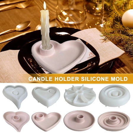 Casting Mold Anti-deformed Easy to Clean DIY Silicone 3D Heart Shape Candle Holder Making Mould Tray Home Decor