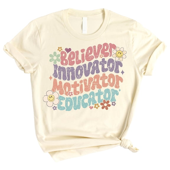 Inspirational Educator Shirt for 1st Day of School, Teacher Life Shirt for Adult Women Natural Shirt Adult Large