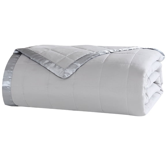 Beatrice Home Fashions, Down Alt Blanket with Satin Trim, Twin, Gray