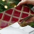 thumbnail image 5 of JeashCHAT Christmas Ribbon Roll Plaid Wired Ribbon 2.48 Inch x 2.19 Yards Xmas Ribbon Wired for Gift Wrapping, Wreath, Swags, Bows, Christmas Tree Decoration, 5 of 6
