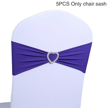 

5pcs Chair Sash Event Solid Stretch Band Elegant Dinner Banquet Wedding Party