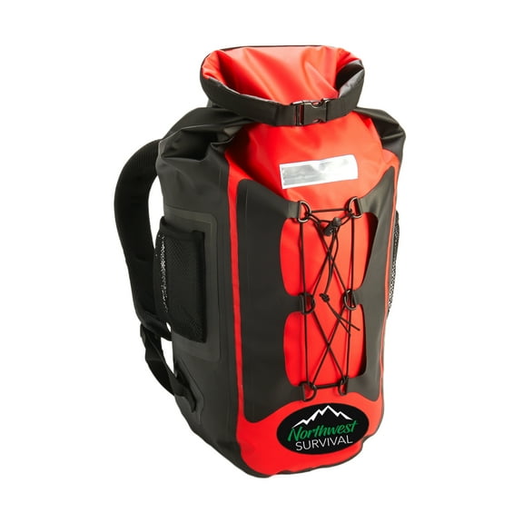 Northwest Survival Unisex Waterproof Roll Top Backpack, Red