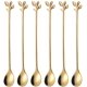 thumbnail image 1 of Juego de cucharas de té helado con mango largo, 6 cucharas para helado de 7,4 pulgadas, cucharas creativas para agitar cócteles con hojas doradas, acero inoxidable de primera calidad para alimentos,, 1 of 8