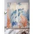 thumbnail image 4 of Sea Corals Turtle Sheer Curtains 108 Inch Long 2 Panels, Summer Beach Sea Stars Retro Linen Texture Light Filtering Rod Pocket Curtains, Sheer Voile Drapes for Living Room Bedroom, 52"x108", 4 of 8