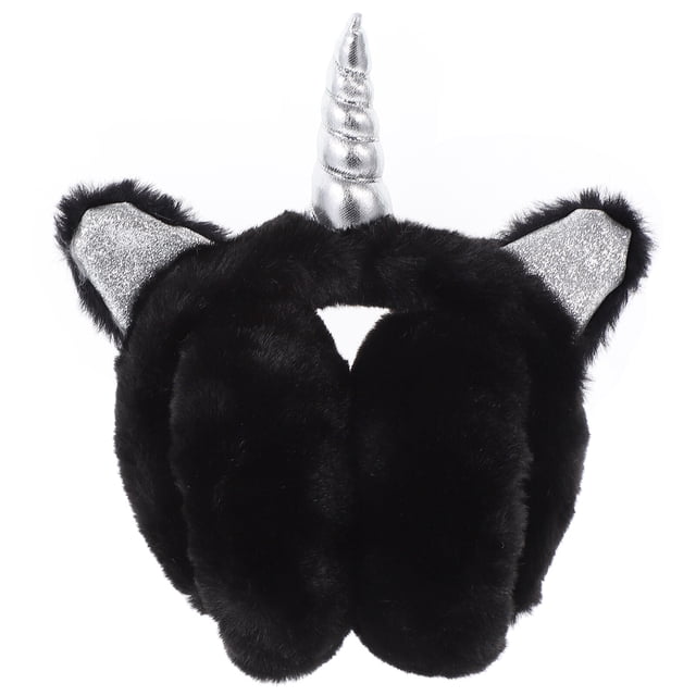 Orejeras de peluche de cuerno de unicornio ajustables para invierno y otoño.