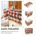 thumbnail image 4 of Foldable Fabric Storage Bin With Handle Collapsible Basket Box Storage With Lid Organizer Red Beige Black Harlequin Pattern, 4 of 7