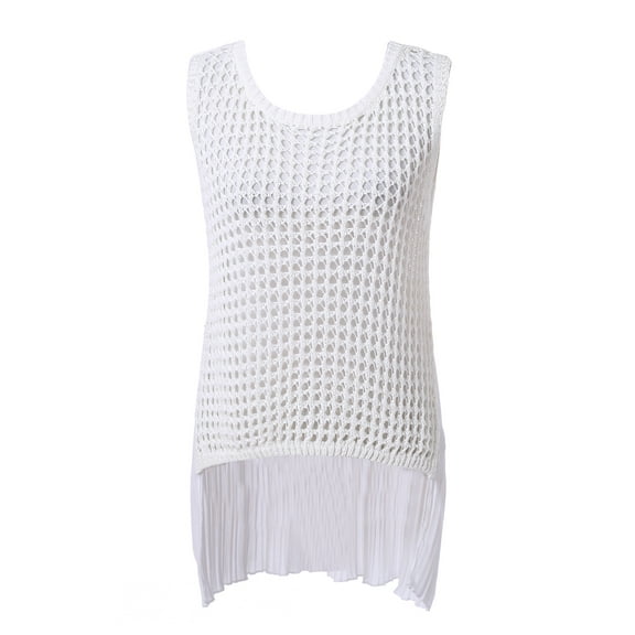 Richie House Women's Sweater Vest with Pleated Chiffon Back Uni S-L RHW2153-A-S-L