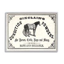 Stupell Vintage Condition Powders Farm Animal Nature Painting Gray Framed Art Print Wall Art