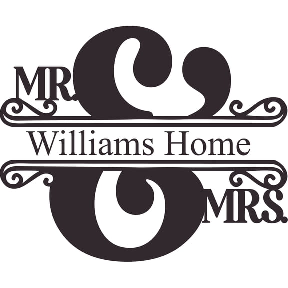 Mr and Mrs Family Name Surname Home Customized Wall Decal - Custom Vinyl Wall Art - Personalized Name - Baby Girls Boys Kids Bedroom Wall Decal Room Decor Wall Stickers Decoration Size (20x40 inch)