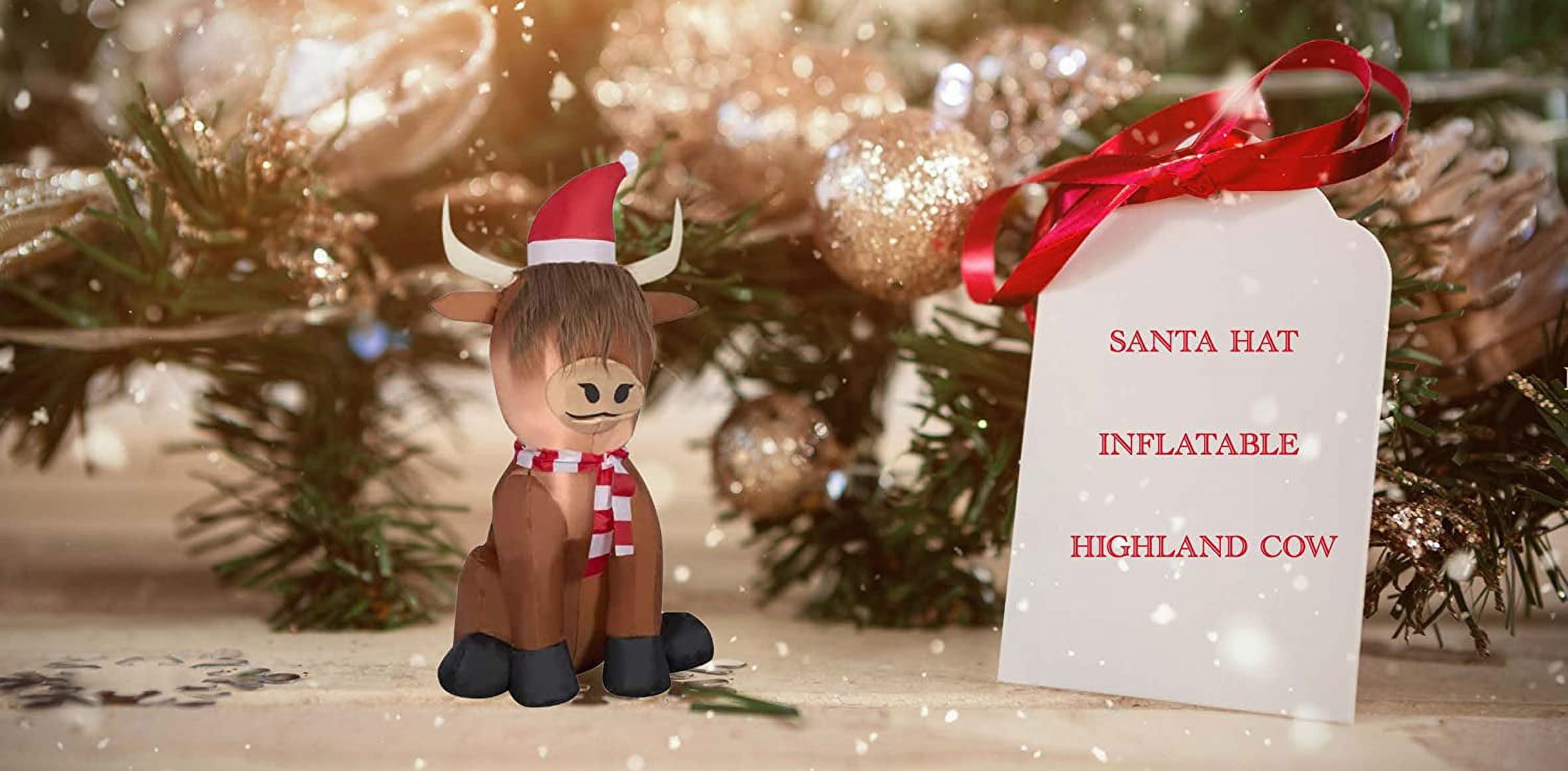 Highland Cow lighted Christmas inflatable NEW