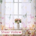 thumbnail image 3 of 2PCS Sunflower Curtains Kitchen Decor Yellow Sheer Curtains for Small Window Voile Room Scarf Door Bed Drape Panels for Bedroom Living Room Floral Drape Panel Butterfly, 3 of 8