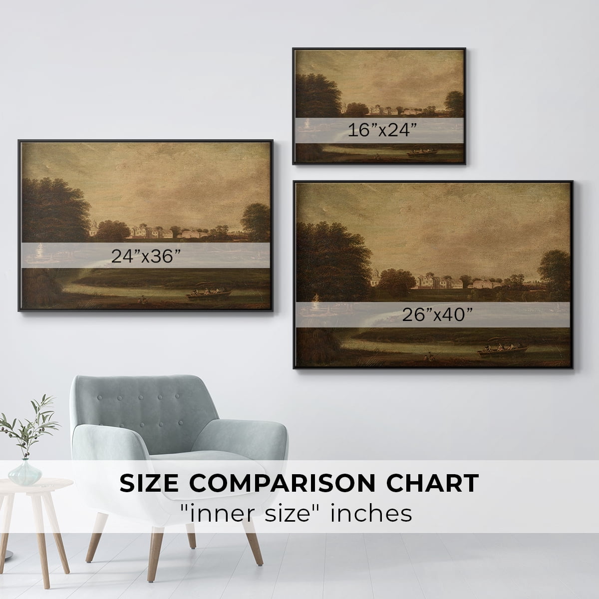 Vintage Landscape-CCCXX By Wexford Home Framed in Black Wood Gallery Wrapped Canvas 27 in. x 41 in.