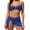 Blue, variant on Metal Accent Bandeau Bikini Three Piece Swimsuit with Matching Sheer Skirt Cover Up Red M
