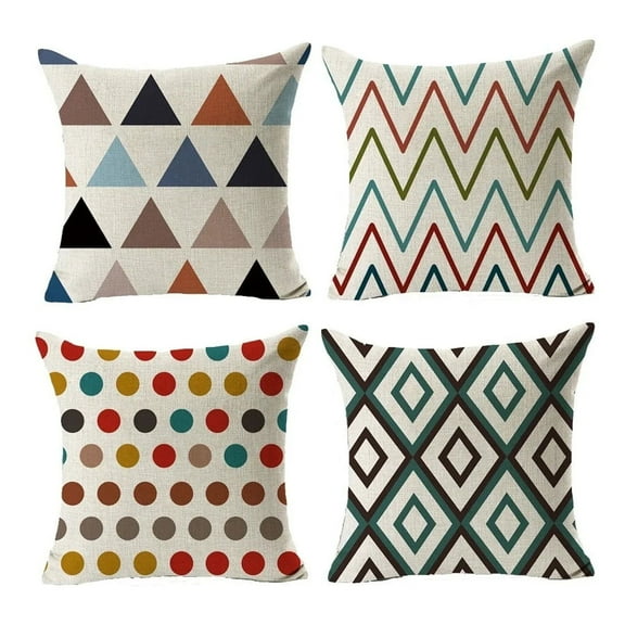 Modern Simple Geometric Decorative Throw Pillow Covers Square Cotton Linen Cushion Covers Outdoor Sofa Home Pillow Covers 18 X 18 Inch