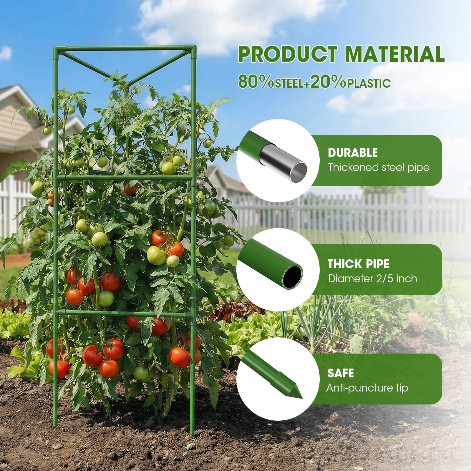Tomato Cage, 3Pack 50inch Tall Tomato Trellis Triangle Tomato Cages for Garden Climbing Plants, Raised Garden Bed Plant Support Stakes for Garden,Pots, Plant Cages & Supports