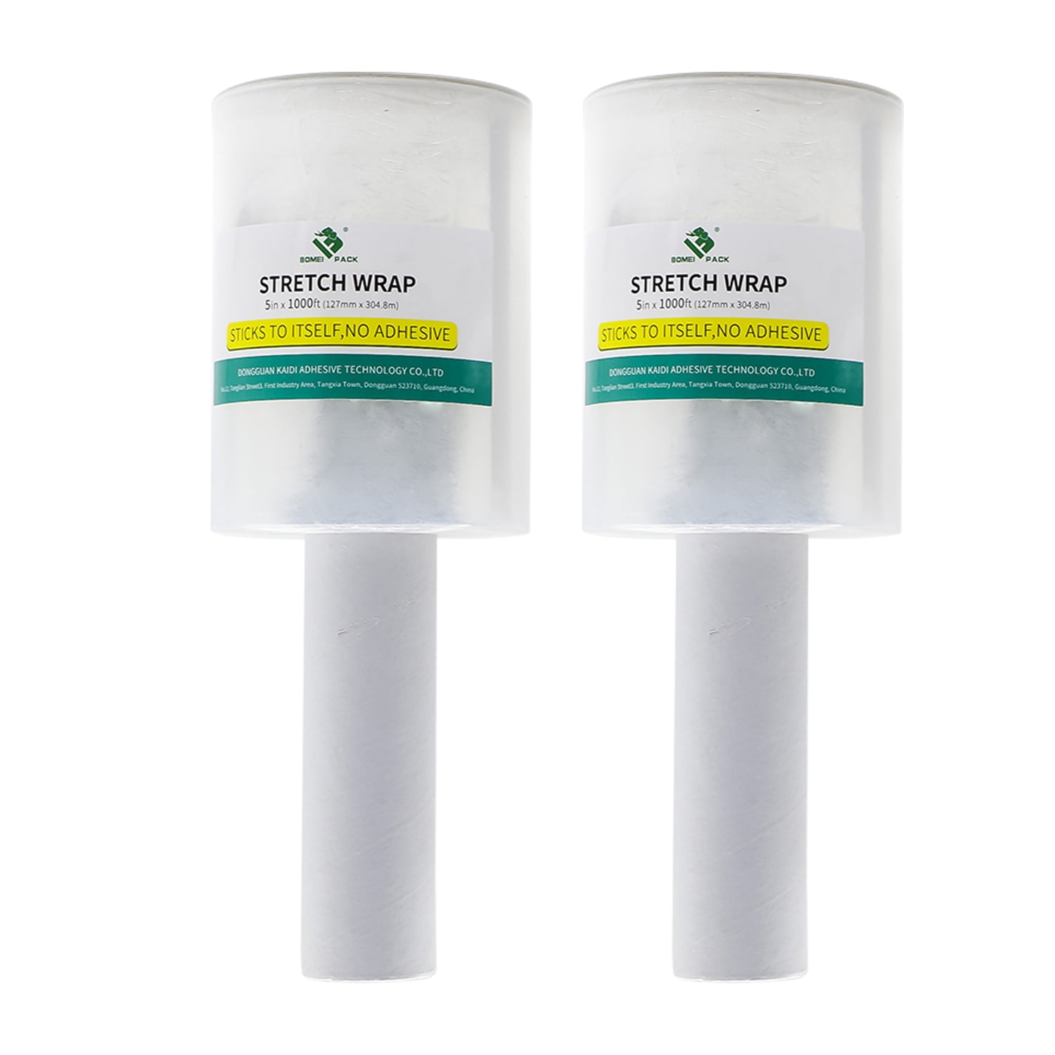 BOMEI PACK 2 Pack Industrial Clear Mini Stretch Wrap with Handle 5inch 1000Ft 80Gauge for Moving