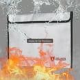 thumbnail image 4 of Fireproof Document Bag Silicone Coated Fire Resistant Money File Folder Holder Organizer Safe Storage for Office Home Bank Cards Passport Valuables Jewlry Cash, 4 of 6