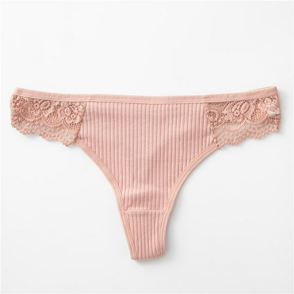 HUPOM Panties Underwear High Waist Leisure String Elastic Waist Pink S