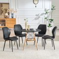 thumbnail image 2 of Hi loPres 5-Piece Round Dining Table Set, 31.5" MDF Desk with Storage Basket, 4 Black Quilted PU Chairs for Small Apartment Nook, 2 of 10