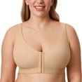 thumbnail image 2 of DELIMIRA Women's Inbarely Plus Front Closure Bras Posture Wireless Full Coverage Plus Size Unlined Bra, 2 of 4