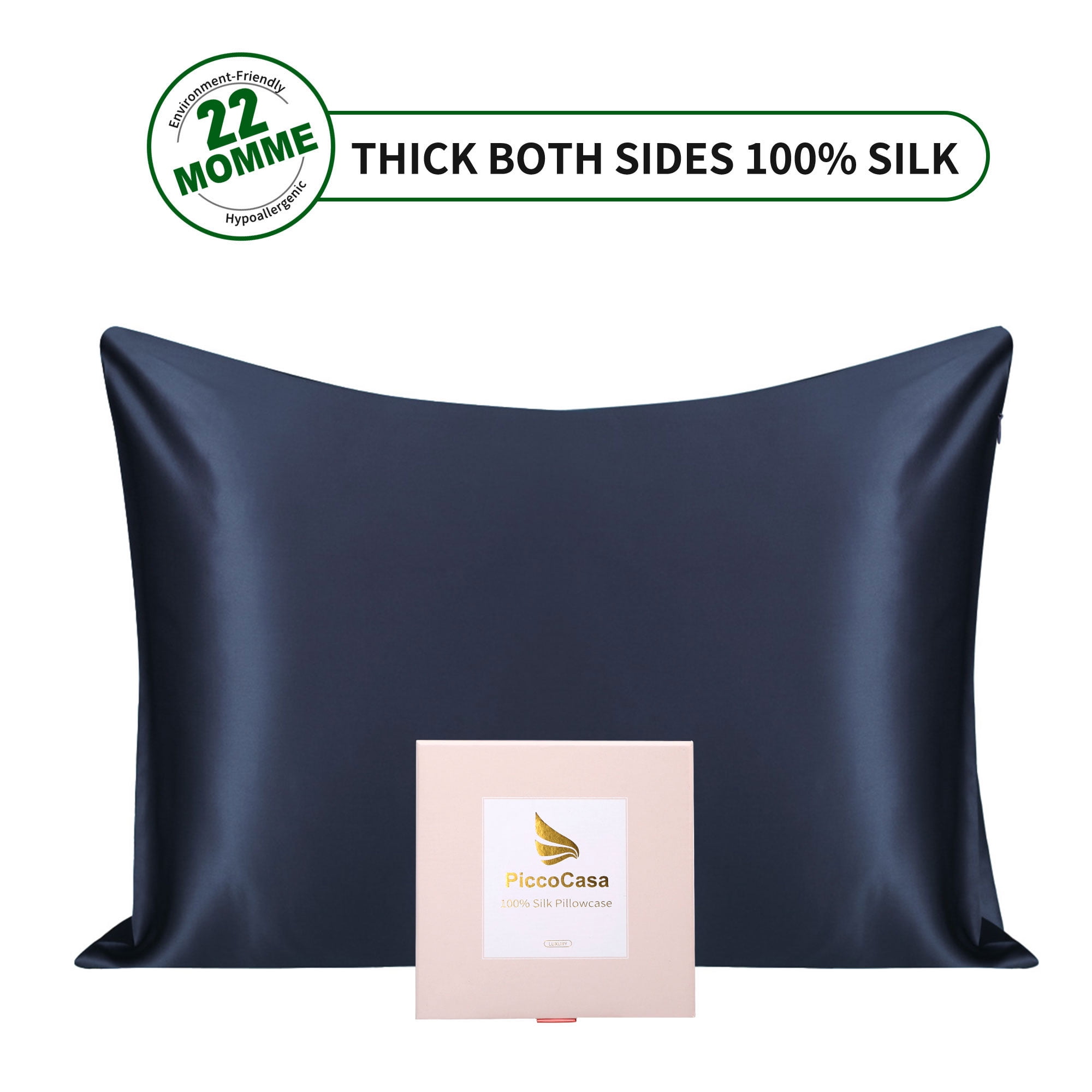 Silk Pillowcase For Hair And Skin Navy Blue Pillowcase With Hidden