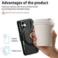 thumbnail image 4 of ELEHOLD Leather Magnetic Case For iPhone 16 Plus Shockproof Kickstand Cover, with Detachable RFID Zipper Card Holder Walllet, Ring, MagSafe Compatible, Full Body Protection, Black, 4 of 12