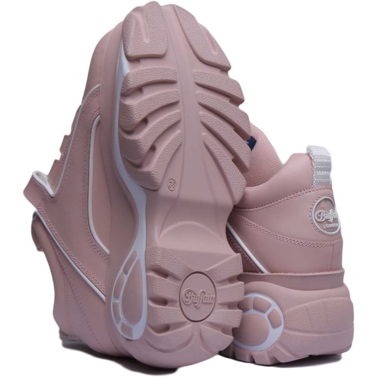Buffalo 1533063 Women's Lace Up Leather Platform Sneakers In Pink