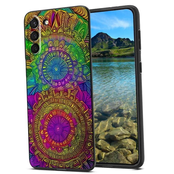 Colorful-Mandala-48 Phone Case, Degined for Samsung Galaxy S21 FE Case Men Women, Flexible Silicone Shockproof Case for Samsung Galaxy S21 FE