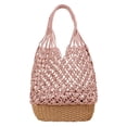 thumbnail image 1 of Esquirla Boho Handmade Cotton Straw Bag Beach ing Net Knitting Bucket Bag Purse Woven Pink, 1 of 7