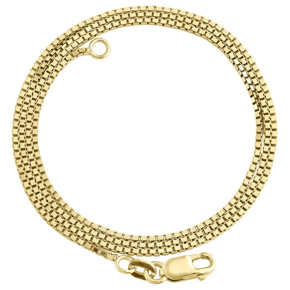 10K Yellow Gold 1mm Solid Square Italian Box Chain Womens Necklace 16 Inch