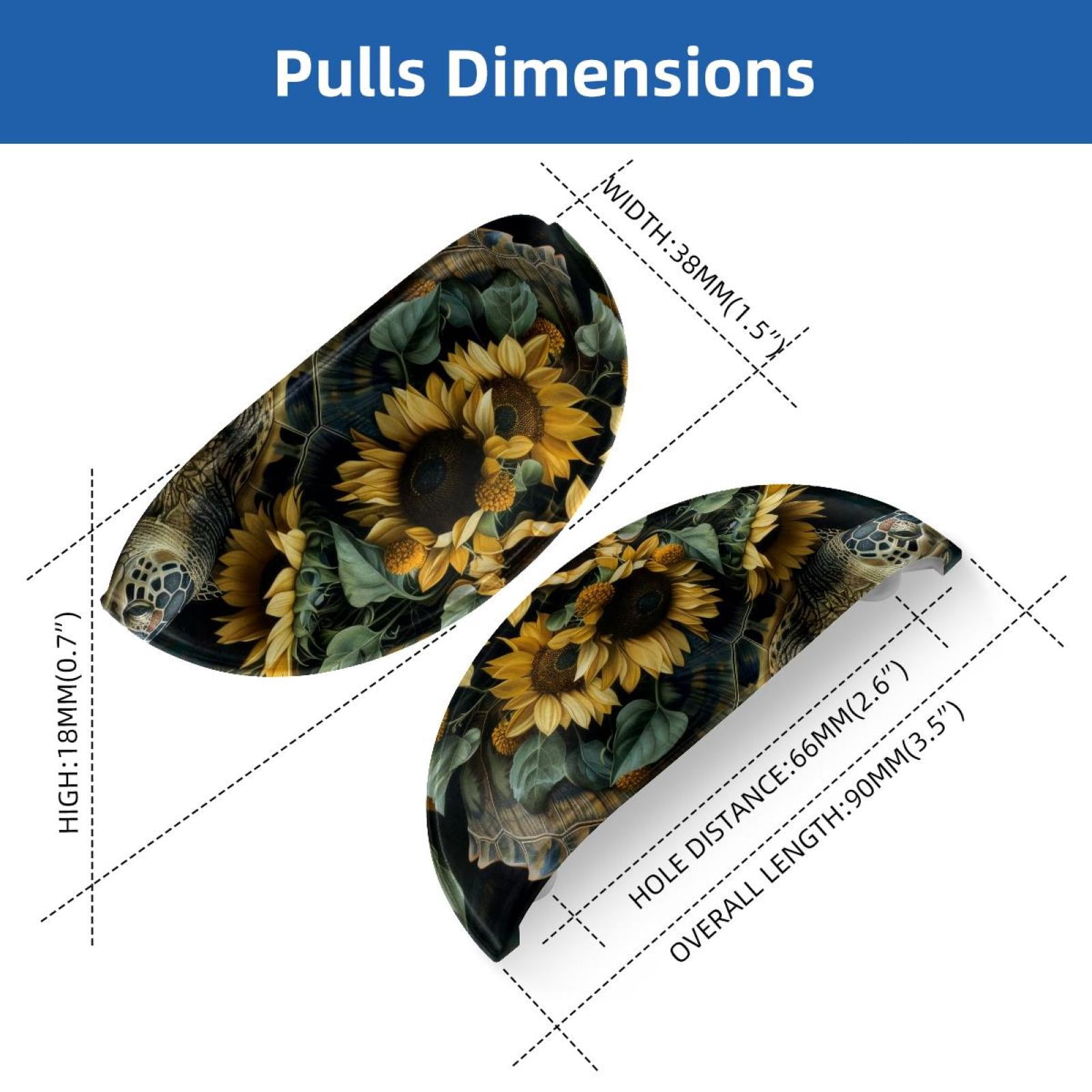 PhooArto 6 Pcs Cup Drawer Pulls, Turtle Sunflowers Bouquet Shell Shape Handles Cabinet Knobs for Dresser Cupboard Closet Wardrobe with Screws