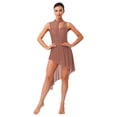 thumbnail image 5 of iiniim Lyrical Dance Dress for Women Irregular Flowy Tulle Skirt Leotard Contemporary Dancewear Dusty Pink M, 5 of 7