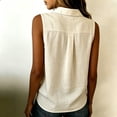 thumbnail image 3 of GERsome Tank Tops for Women Button V-Neck Sleeveless Summer T-Shirts Comfort Cotton Linen Collared Tops Beige Size 2XL, 3 of 9
