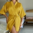 thumbnail image 2 of XuJwPNcy Women's Satin Robe Silk Bathrobe with Belt Wedding Guest Party Robes 3/4 Bell Sleeve Sleepwear, 2 of 3