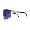 thumbnail image 6 of Boys Size Flip Up Shield Rimless Adjustable Arm MTB Sport Sunglasses White Red - Blue Mirror, 6 of 8