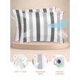 thumbnail image 2 of Grey Striped Pillow Cases King Size Set of 2, Smooth Satin Pillowcase for Hair and Skin, Minimalist Farmhouse Stripe Decorative Cooling Bed Pillow Covers with Zipper, 20x36 Inches, 2 of 5