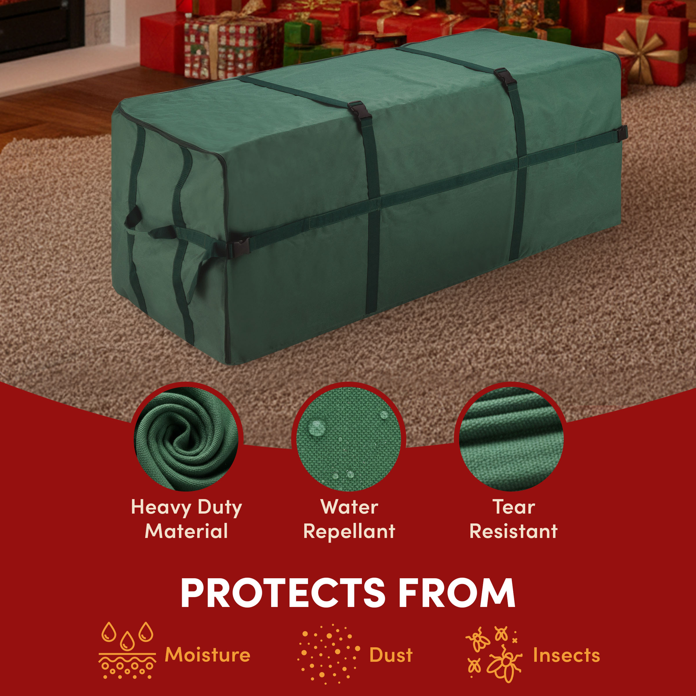 Christmas Tree Storage Bag up to 9 ft Artificial Trees - Quality Green Canvas