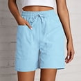 thumbnail image 2 of JIAYUE Women's Shorts Casual Drawstring With Large Pockets Lightweight Comfort Stretch Solid Color Elastic High Waist For Summer Everyday Wear Breathable Female Bottoms, 2 of 4