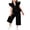 Q065-Black, variant on Girls 2 Piece Set Girls Button Lapel Ruffle Sleeve Top Casual Pants Suit Fashionable Sweet Skirt Top Pants Suit V Neck Vest Suit