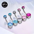 thumbnail image 2 of 1PCS G23 Titanium Navel Nail Simple Base 8mm Zircon And Opal Flat Bottom Inner Thread Piercing Jewelry Women‘s Navel Ring, 2 of 7